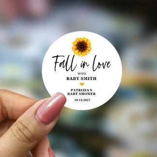 Fall i Kärlek Solrosbabydusch Runt Klistermärke