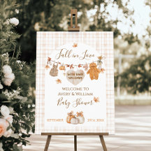 Fall i Kärlek Tartan Modern Neutralt Baby Shower