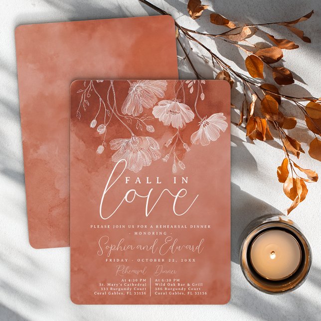 Fall i Kärlek Terracotta Rehearsal Dinner Inbjudningar (Fall in love - Invite)