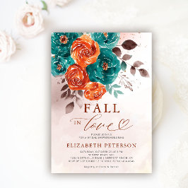 Fall i Kärlek Terracotta Teal Boho Möhippa Inbjudningar