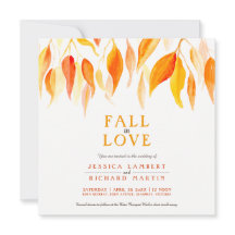 Fall i kärlek vattenfärgen orange löv bröllop