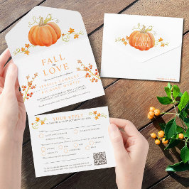 Fall i kärlek vattenfärgspumpor fall bröllop QR