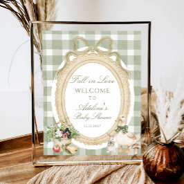 Fall i Kärlek Vintage Sage Baby Shower Välkommen Poster