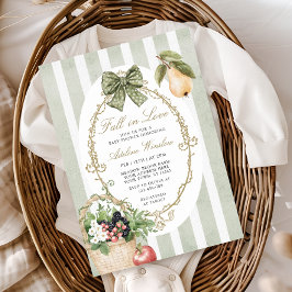 Fall i Kärlek Vintage Whimsical Sage Baby Shower Inbjudningar