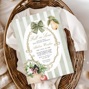 Fall i Kärlek Vintage Whimsical Sage Baby Shower Inbjudningar