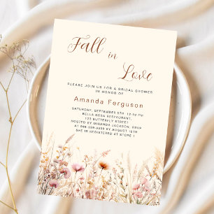 Fall i kärlek vismblommor beige boho Möhippa Inbjudningar