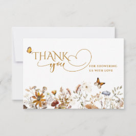 Fall i Kärlek Watercolor Wildblomme Baby Shower Tack Kort