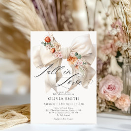Fall i Kärlek White Bow Blommigt Baby Shower Inbjudningar