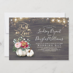 Fall i Kärlek White Pumpkin Rustic Fall Wedding Inbjudningar