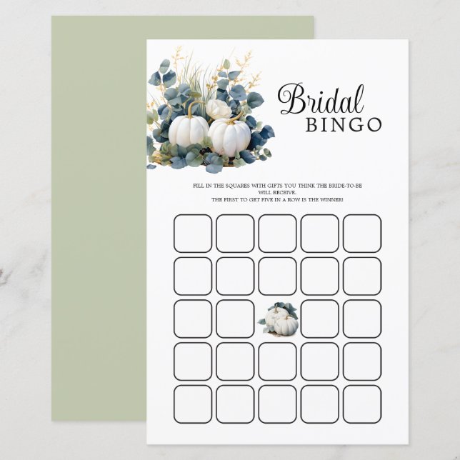 Fall i Kärlek White pumpkins Möhippa Bingo (Fram/baksida)