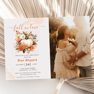 Fall i Kärlek Wildblomma Mönster Baby Shower Photo Inbjudningar