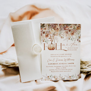 Fall i kärlek Wildbloms Rustic Baby Shower Inbjudningar