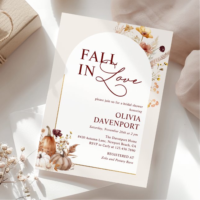 Fall i Kärlek Wildblomspumpkin Arch-Möhippan Inbjudningar (Skapare uppladdad)