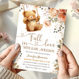 Fall i Nallen Kärlek Baby Shower på hösten Inbjudningar