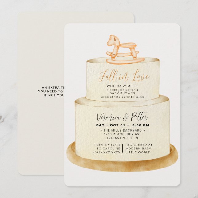 Fall i Neutralten Kärlek höstkummel babyskor Inbjudningar (Fram/baksida)