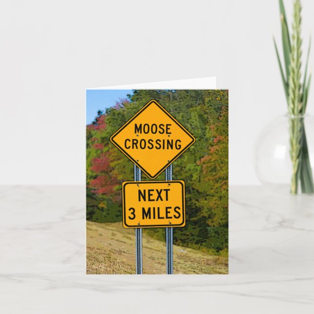 Fall i New Hampshire Moose Crossing Road Sign Kort (Framsida)