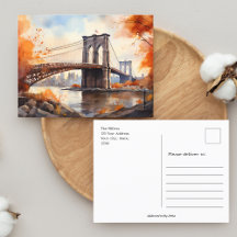 Fall i NY/Watercolor Brooklyn Bridge