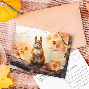 Fall i NY/Watercolor squirrel i Central Park Vykort