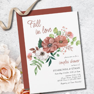 Fall i Par Shower för höstblommor i Kärlek Inbjudningar