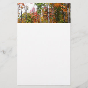 Fall i skogens färgstarka höstfotografi brevpapper