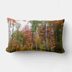 Fall i skogens färgstarka höstfotografi lumbarkudde