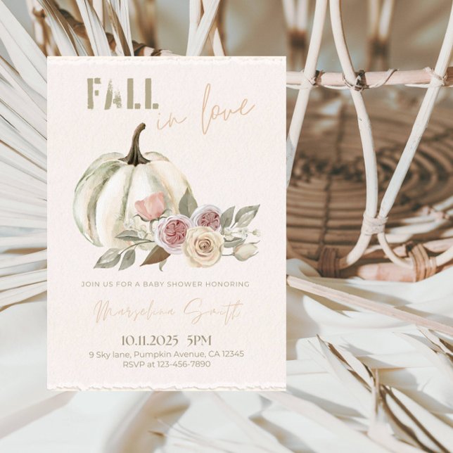 Fall i Temapartyet Kärlek Baby Shower-Höst löv Inbjudningar (Skapare uppladdad)