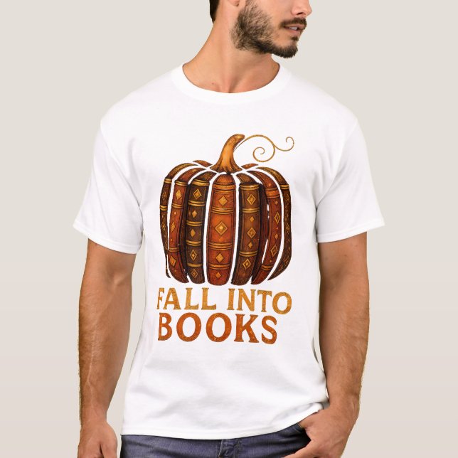 Fall in i Bokar Pumpkin Shirt - Bok Älskare Tee (Framsida)