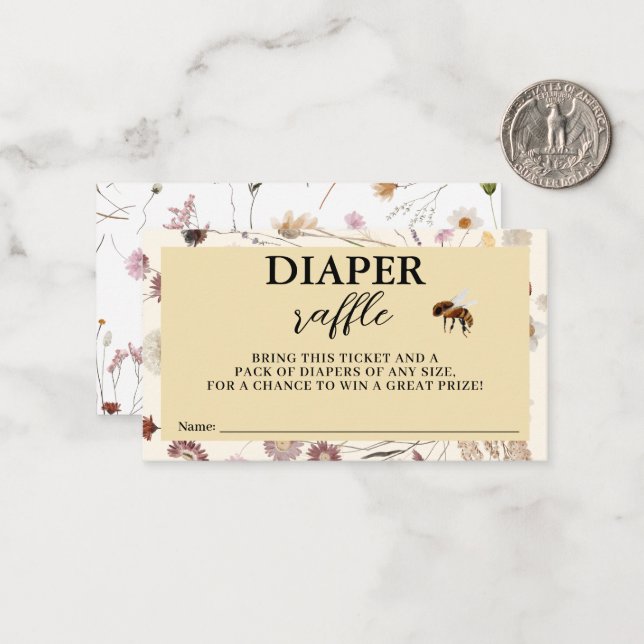 Fall in i Kärlek Fall Blommigt Baby Shower Diaper  Anteckningskort (Fram/Back In Situ)