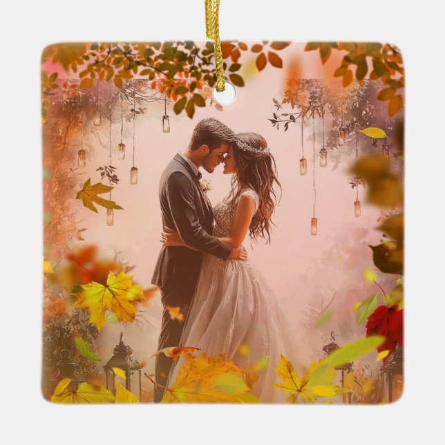 Fall-in In Love Bröllop eller årsdag Ornament  (Framsida)