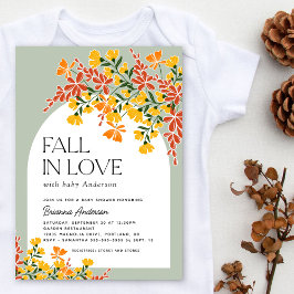 Fall in Kärlek Blommigt Baby Shower på hösten Inbjudningar