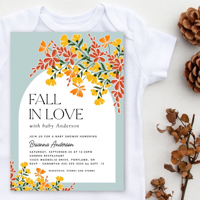Fall in Kärlek Blommigt Baby Shower på hösten Inbjudningar (Skapare uppladdad)