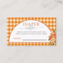 Fall in Kärlek Blommigt Orange Gingham Diaper Raff