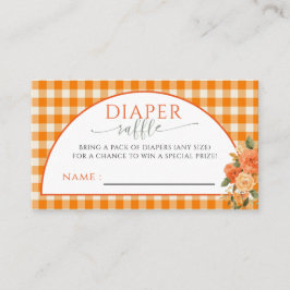 Fall in Kärlek Blommigt Orange Gingham Diaper Raff Tilläggskort