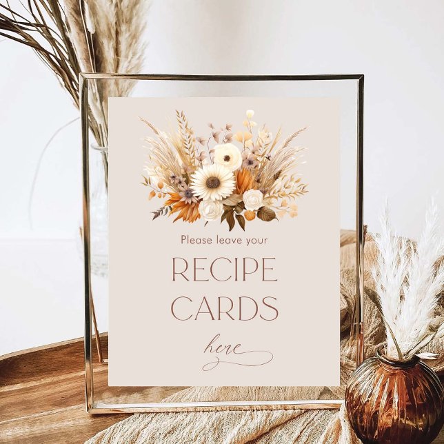 Fall in Kärlek Boho Blommigt Möhippa Recept Card Poster (Skapare uppladdad)