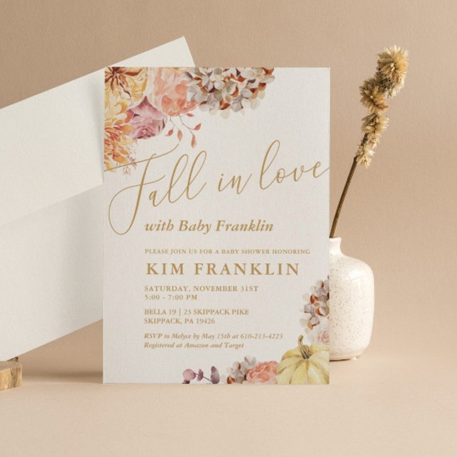 Fall in Kärlek Fall Blommigt Baby Shower Inbjudningar (Skapare uppladdad)