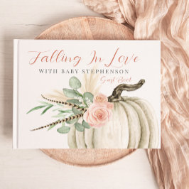 Fall in Kärlek Girl Baby Shower Pumpkin Guest Bok