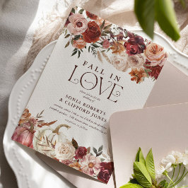 "Fall in Kärlek" Höstblommor Pumpkin Bröllop Inbjudningar