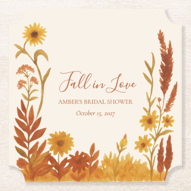 "Fall in Kärlek" Möhippa Blommigt för vattenfärg Underlägg Papper (Framsida)