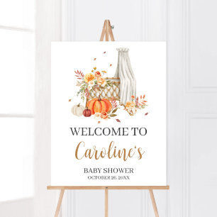 Fall in Kärlek Orange Pumpkin Välkommen Baby Showe Poster