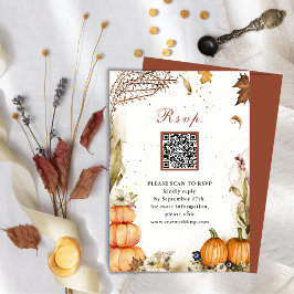 Fall in Kärlek Pumpkin Autumn Bröllop QR Code OSA Tilläggskort