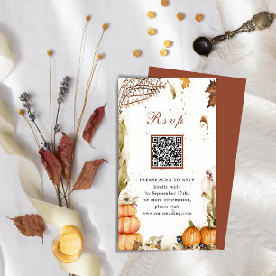 Fall in Kärlek Pumpkin Autumn Bröllop QR Code OSA Tilläggskort