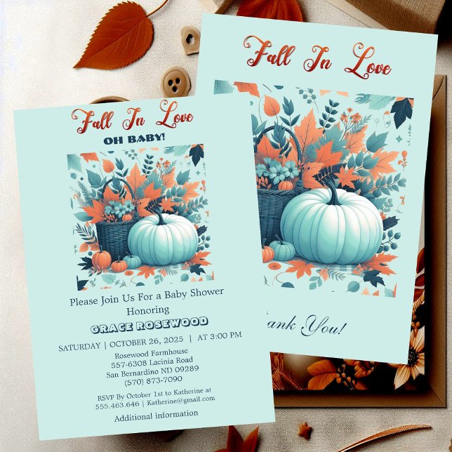Fall in Kärlek Pumpkin Rustic Land Baby Shower Inbjudningar (Fall In Love Pumpkin Rustic Country Baby Shower Invitation)