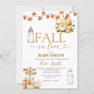 Fall in Kärlek Pumpkins Höst löv Baby Shower Inbjudningar