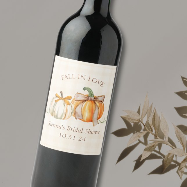 "Fall in Kärlek" Rustic Autumn Cute Möhippa Vinflaska Etikett (Skapare uppladdad)