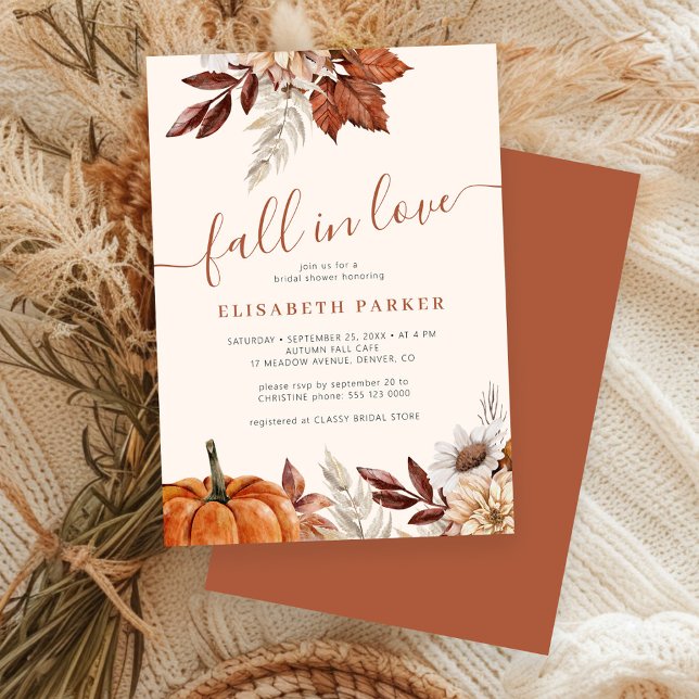 Fall in love autumn floral ivory bridal shower inbjudningar (Skapare uppladdad)