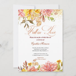 Fall in Love Autumn Floral Romance Bridal Shower Inbjudningar