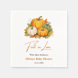 Fall in Love Autumn Rustic Pumpkin Baby Shower  Pappersservett