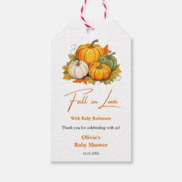 Fall in Love Autumn Rustic Pumpkin Baby Shower  Presentetikett