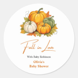 Fall in Love Autumn Rustic Pumpkin Baby Shower  Runt Klistermärke