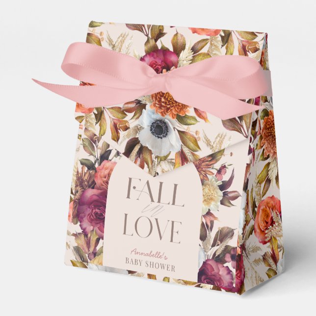 Fall in Love Autumn Wreath Arch Pink Baby Shower Presentaskar (Framsidan Sidan)